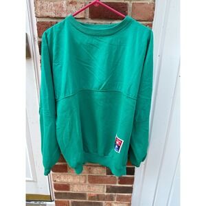 Vintage Expressions International Green Mixed Media Stamp Patch Sweatshirt Large